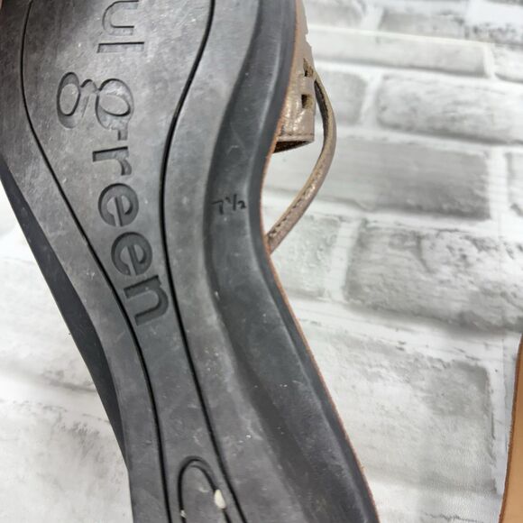 Paul Green Bronze Leather Women's 7.5 UK-10 US Flip Flop Thong Punched Sandals - Picture 11 of 12